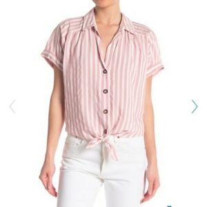 Socialite button up tie front top